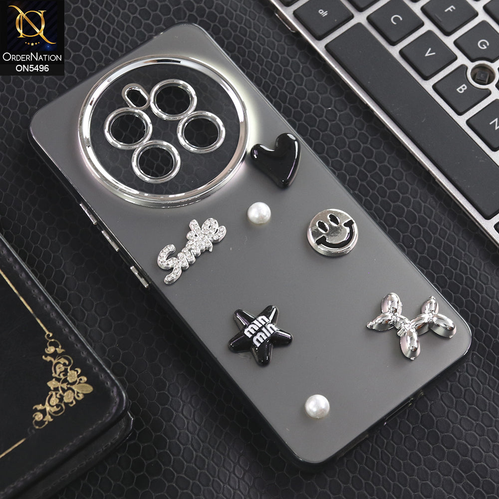 Realme 12 Plus - Black -  3D Smile Cartoon Matte Shinny Case With Camera Protection Soft Border Case