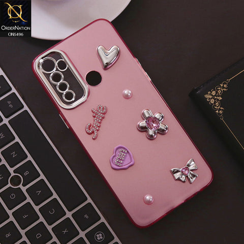 Realme 5i Cover - Pink - 3D Smile Cartoon Matte Shinny Case With Camera Protection Soft Border Case