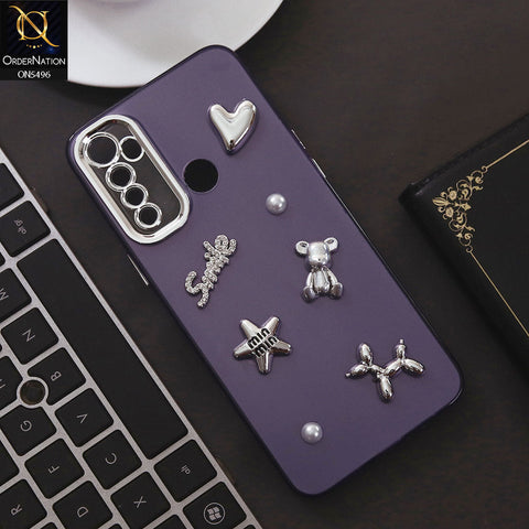 Realme 5i Cover - Purple - 3D Smile Cartoon Matte Shinny Case With Camera Protection Soft Border Case