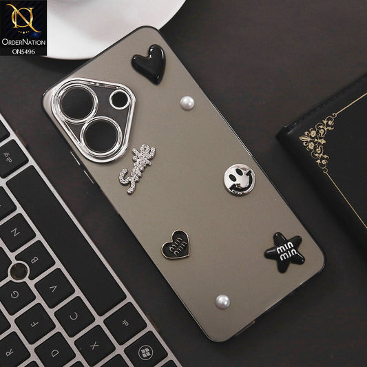 Realme Note 60x Cover - Black - 3D Smile Cartoon Matte Shinny Case With Camera Protection Soft Border Case