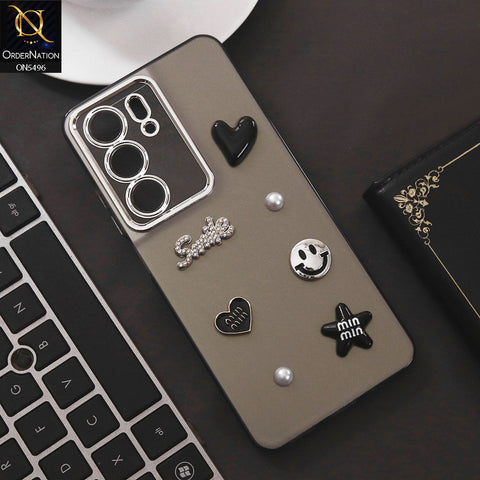 Realme C75 Cover - Black - 3D Smile Cartoon Matte Shinny Case With Camera Protection Soft Border Case