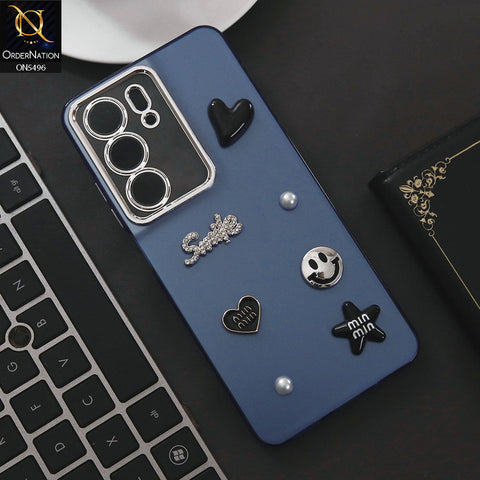 Realme C75 Cover - Blue - 3D Smile Cartoon Matte Shinny Case With Camera Protection Soft Border Case