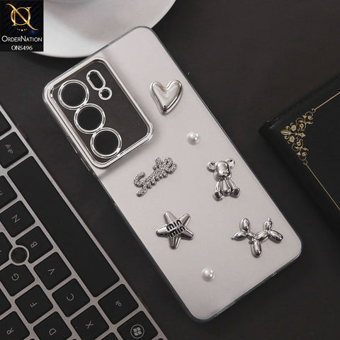 Realme C75x Cover - Silver - 3D Smile Cartoon Matte Shinny Case With Camera Protection Soft Border Case