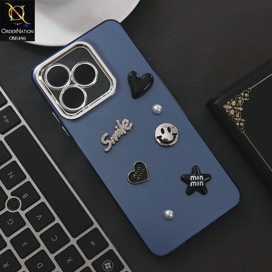Realme Note 50 Cover - Blue - 3D Smile Cartoon Matte Shinny Case With Camera Protection Soft Border Case