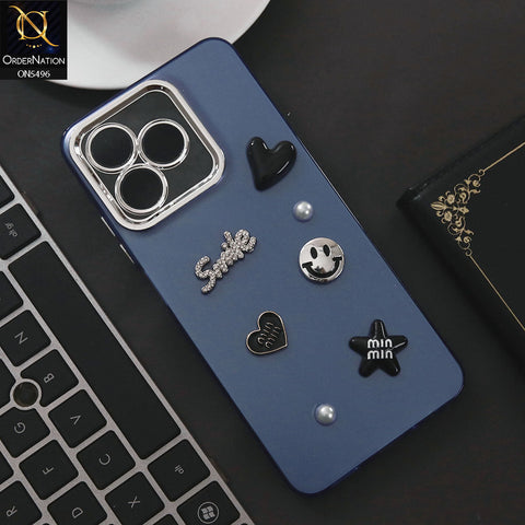 Realme Note 50 Cover - Blue - 3D Smile Cartoon Matte Shinny Case With Camera Protection Soft Border Case