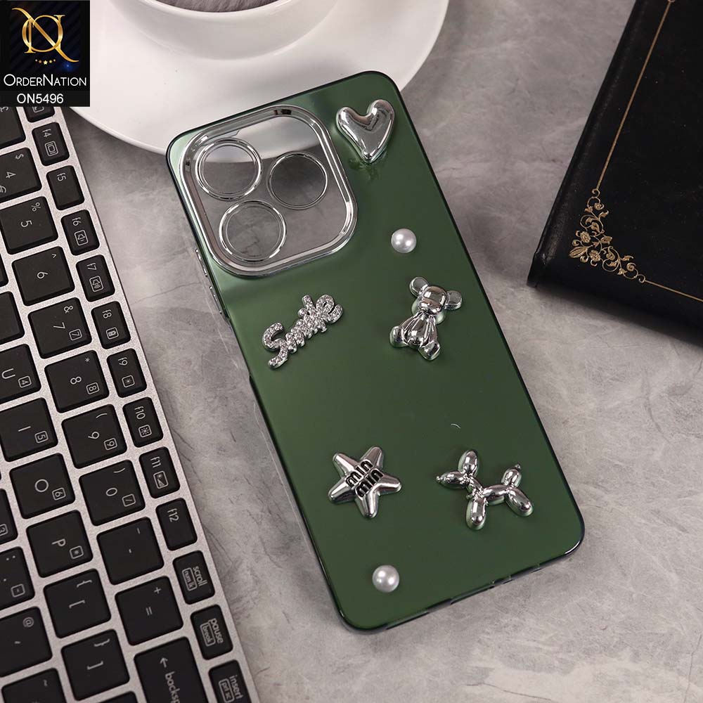 Realme Note 50 Cover - Green -  3D Smile Cartoon Matte Shinny Case With Camera Protection Soft Border Case