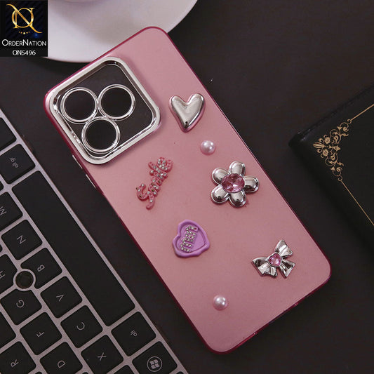Realme Note 50 Cover - Pink - 3D Smile Cartoon Matte Shinny Case With Camera Protection Soft Border Case