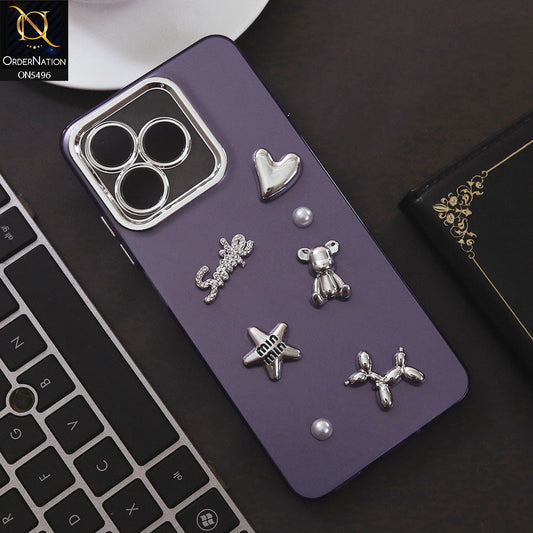 Realme Note 50 Cover - Purple - 3D Smile Cartoon Matte Shinny Case With Camera Protection Soft Border Case