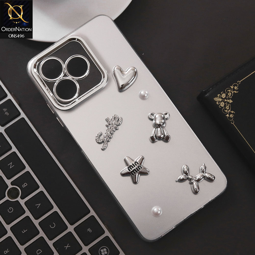 Realme Note 50 Cover - Silver - 3D Smile Cartoon Matte Shinny Case With Camera Protection Soft Border Case