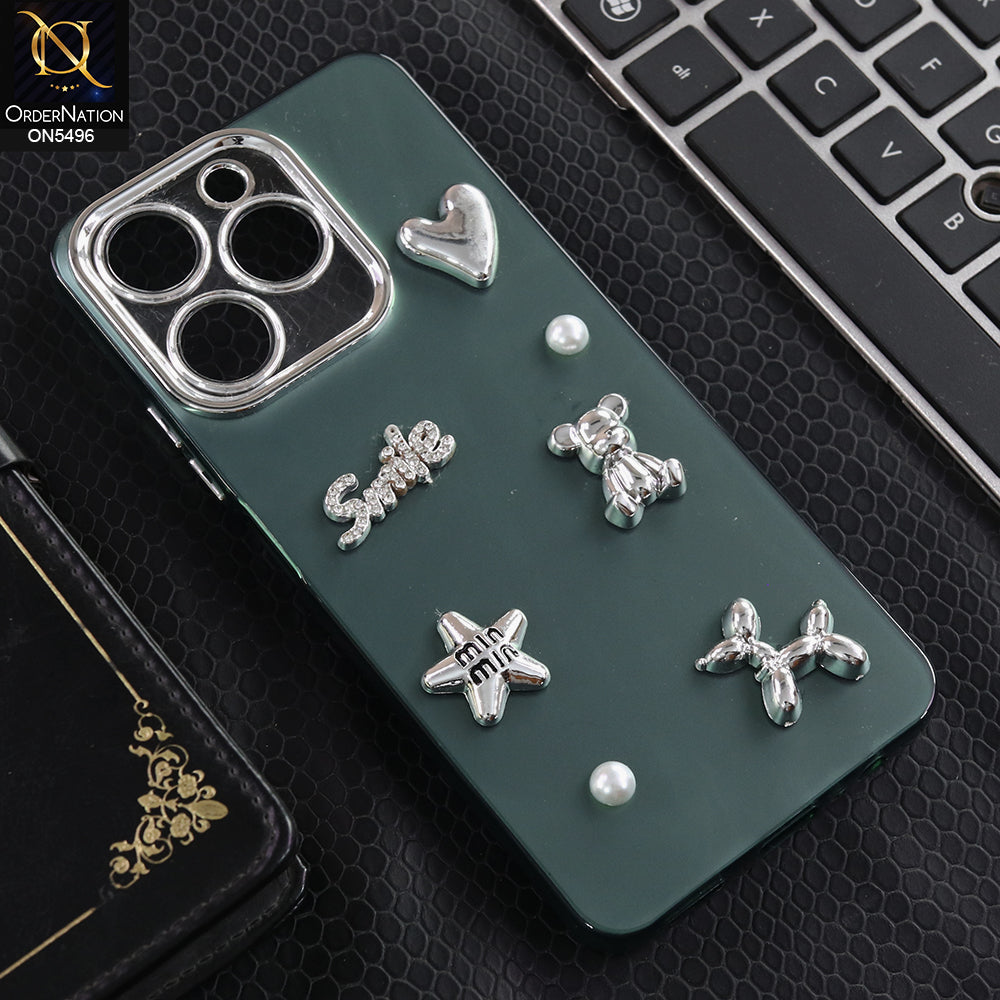 Realme Note 70 - Green -  3D Smile Cartoon Matte Shinny Case With Camera Protection Soft Border Case