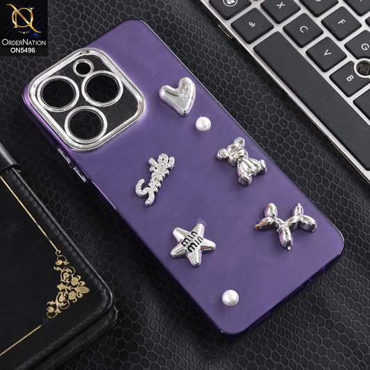Realme Note 70T - Purple -  3D Smile Cartoon Matte Shinny Case With Camera Protection Soft Border Case