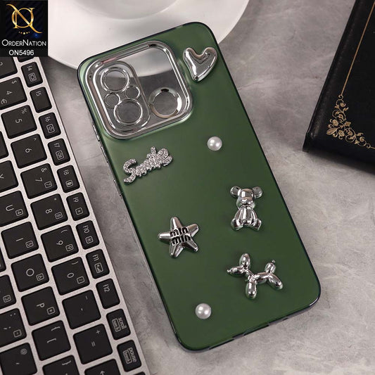 Xiaomi Poco C55 Cover - Green -  3D Smile Cartoon Matte Shinny Case With Camera Protection Soft Border Case