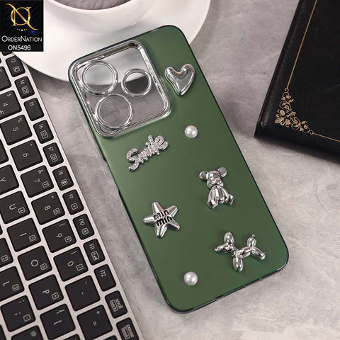 Xiaomi Redmi Note 13R Cover - Green -  3D Smile Cartoon Matte Shinny Case With Camera Protection Soft Border Case