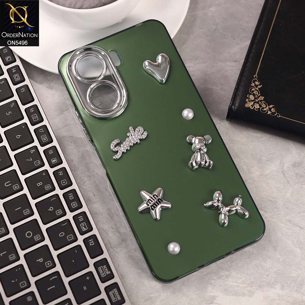 Xiaomi Poco C65 Cover - Green -  3D Smile Cartoon Matte Shinny Case With Camera Protection Soft Border Case
