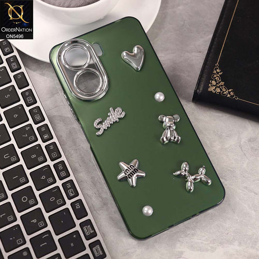 Xiaomi Poco C65 Cover - Green -  3D Smile Cartoon Matte Shinny Case With Camera Protection Soft Border Case