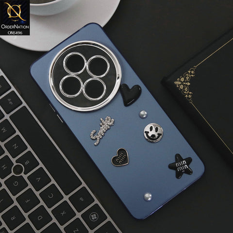 Xiaomi Redmi 14R Cover - Blue - 3D Smile Cartoon Matte Shinny Case With Camera Protection Soft Border Case