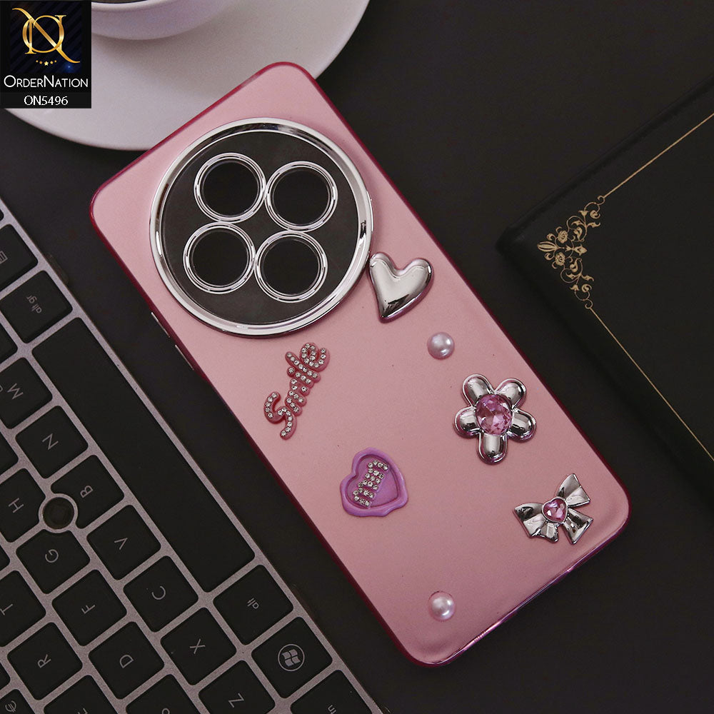 Xiaomi Poco C75 Cover - Pink - 3D Smile Cartoon Matte Shinny Case With Camera Protection Soft Border Case