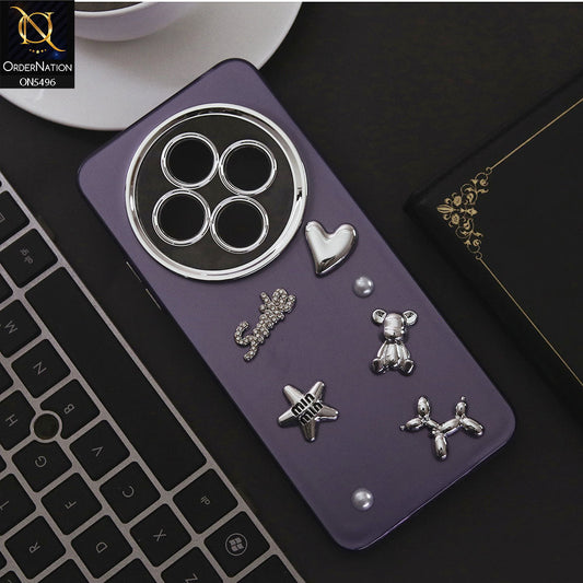 Xiaomi Redmi 14C Cover - Purple - 3D Smile Cartoon Matte Shinny Case With Camera Protection Soft Border Case