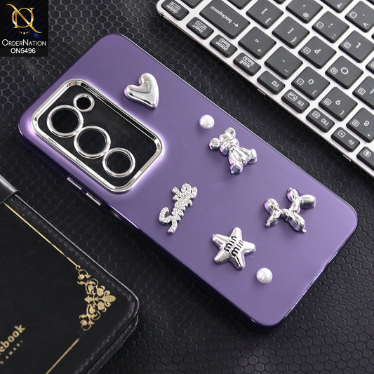 Xiaomi Redmi 15 5G - Purple -  3D Smile Cartoon Matte Shinny Case With Camera Protection Soft Border Case