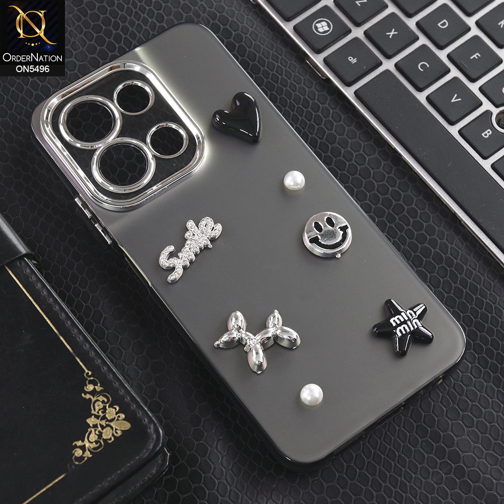 Xiaomi Poco C85 4G - Black -  3D Smile Cartoon Matte Shinny Case With Camera Protection Soft Border Case