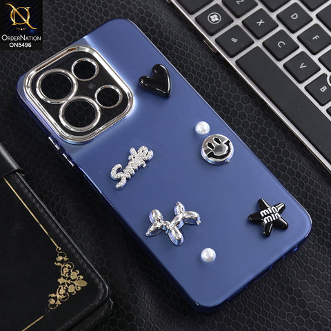 Xiaomi Poco C85 4G - Blue -  3D Smile Cartoon Matte Shinny Case With Camera Protection Soft Border Case