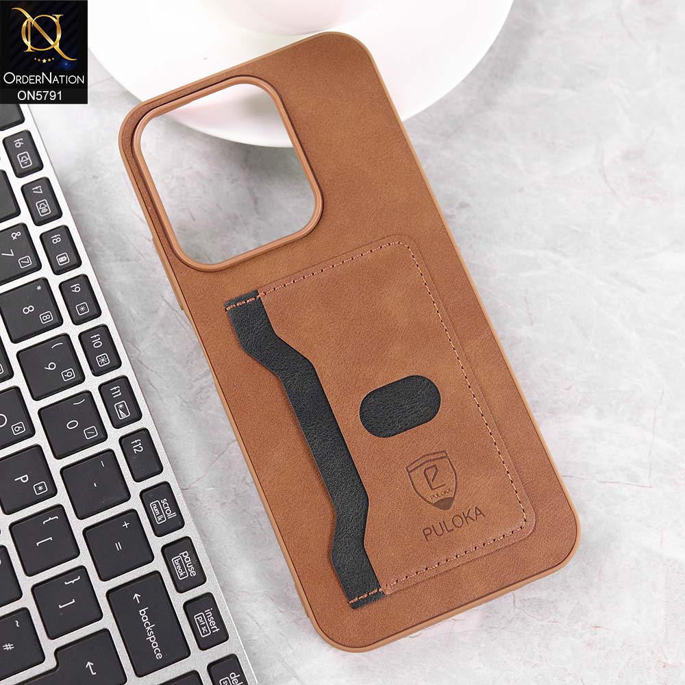 Xiaomi Redmi 15C 4G Cover - Brown - New Premium Soft Tpu Leather Textured Case With Card Holder