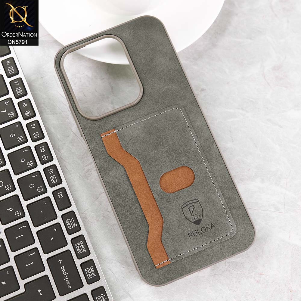 Xiaomi Poco C85 4G Cover - Gray - New Premium Soft Tpu Leather Textured Case With Card Holder