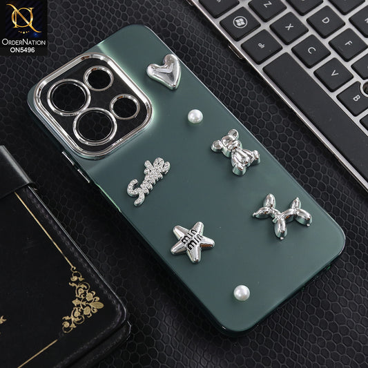 Xiaomi Poco C85 4G - Green -  3D Smile Cartoon Matte Shinny Case With Camera Protection Soft Border Case