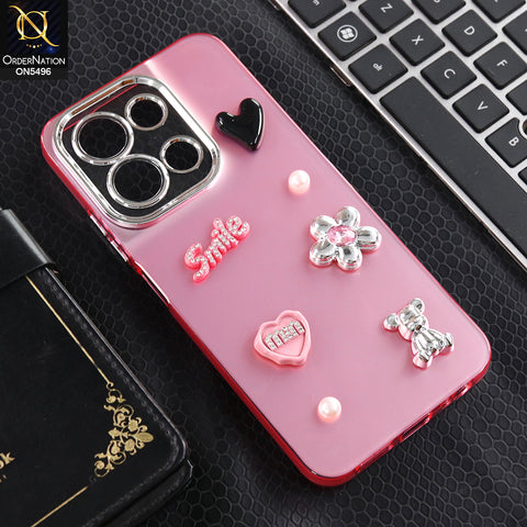 Xiaomi Poco C85 4G - Pink -  3D Smile Cartoon Matte Shinny Case With Camera Protection Soft Border Case