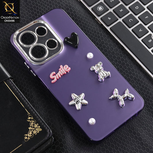 Xiaomi Poco C85 4G - Purple -  3D Smile Cartoon Matte Shinny Case With Camera Protection Soft Border Case