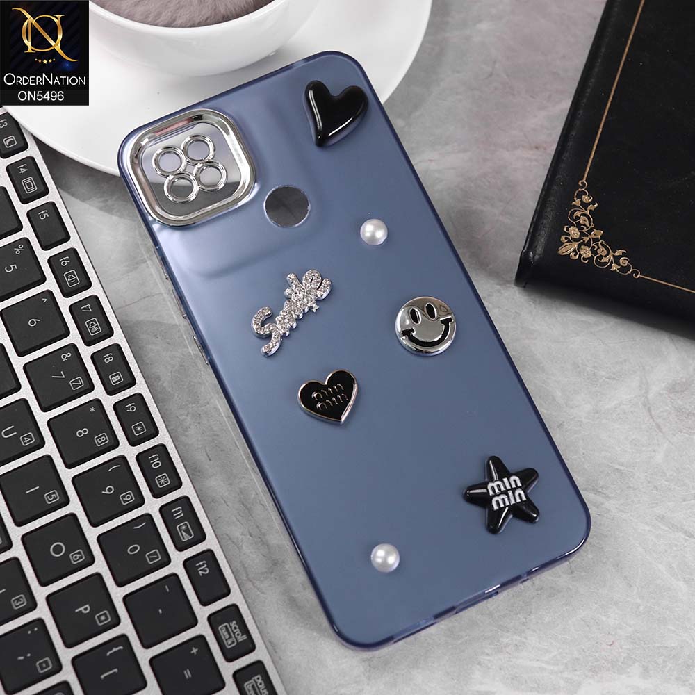 Xiaomi Redmi 10A Cover - Blue -  3D Smile Cartoon Matte Shinny Case With Camera Protection Soft Border Case