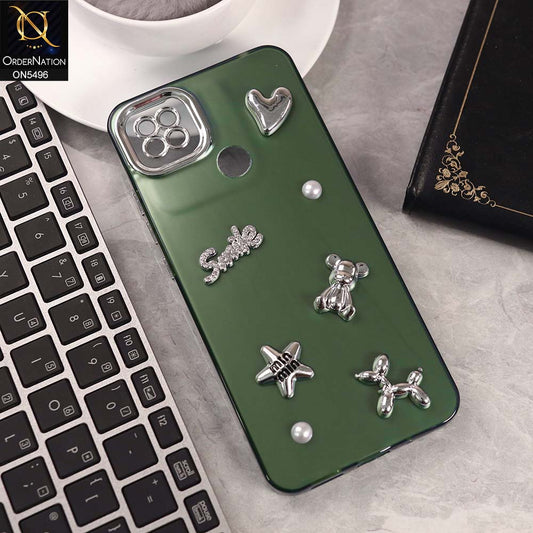 Xiaomi Redmi 9C Cover - Green -  3D Smile Cartoon Matte Shinny Case With Camera Protection Soft Border Case