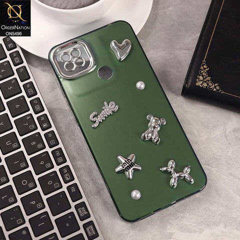 Xiaomi Redmi 9C Cover - Green -  3D Smile Cartoon Matte Shinny Case With Camera Protection Soft Border Case