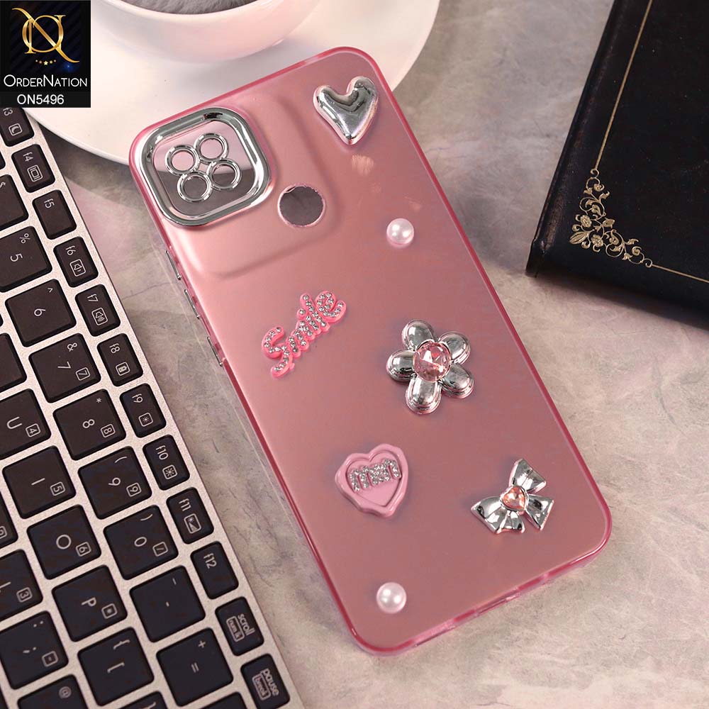 Xiaomi Redmi 9C Cover - Pink -  3D Smile Cartoon Matte Shinny Case With Camera Protection Soft Border Case