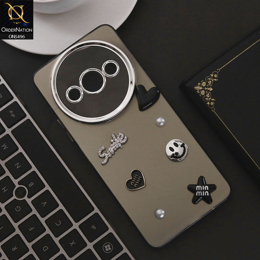 Xiaomi Redmi A3 Cover - Black - 3D Smile Cartoon Matte Shinny Case With Camera Protection Soft Border Case