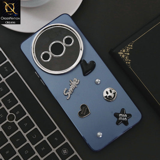 Xiaomi Redmi A3 Cover - Blue - 3D Smile Cartoon Matte Shinny Case With Camera Protection Soft Border Case