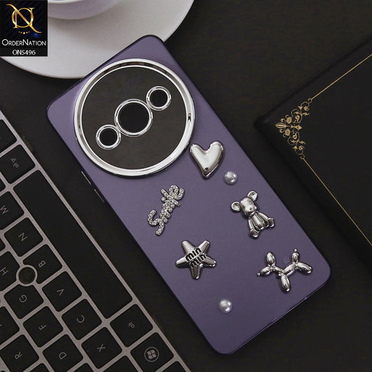 Xiaomi Redmi A3 Cover - Purple - 3D Smile Cartoon Matte Shinny Case With Camera Protection Soft Border Case