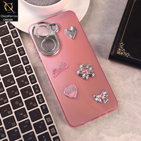 Xiaomi Redmi A5 4G Cover - Pink -  3D Smile Cartoon Matte Shinny Case With Camera Protection Soft Border Case