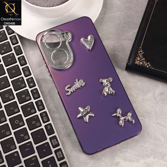 Xiaomi Redmi A5 4G Cover - Purple -  3D Smile Cartoon Matte Shinny Case With Camera Protection Soft Border Case