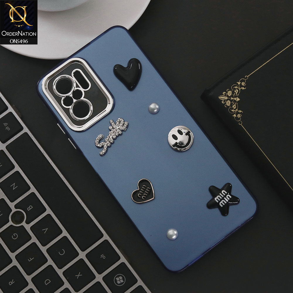 Xiaomi Redmi Note 10S Cover - Blue - 3D Smile Cartoon Matte Shinny Case With Camera Protection Soft Border Case