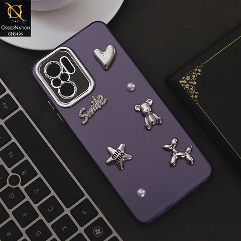 Xiaomi Redmi Note 10 4G Cover - Purple - 3D Smile Cartoon Matte Shinny Case With Camera Protection Soft Border Case
