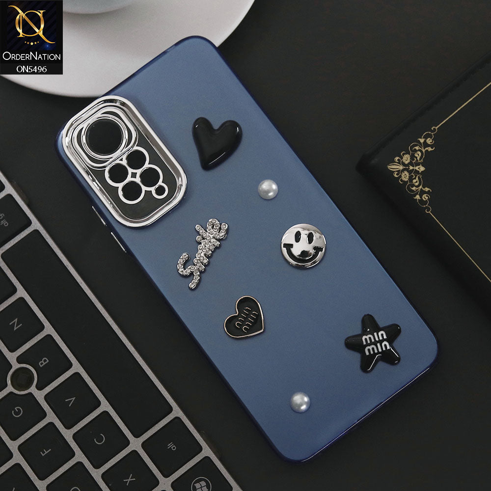 Xiaomi Redmi Note 11S Cover - Blue - 3D Smile Cartoon Matte Shinny Case With Camera Protection Soft Border Case