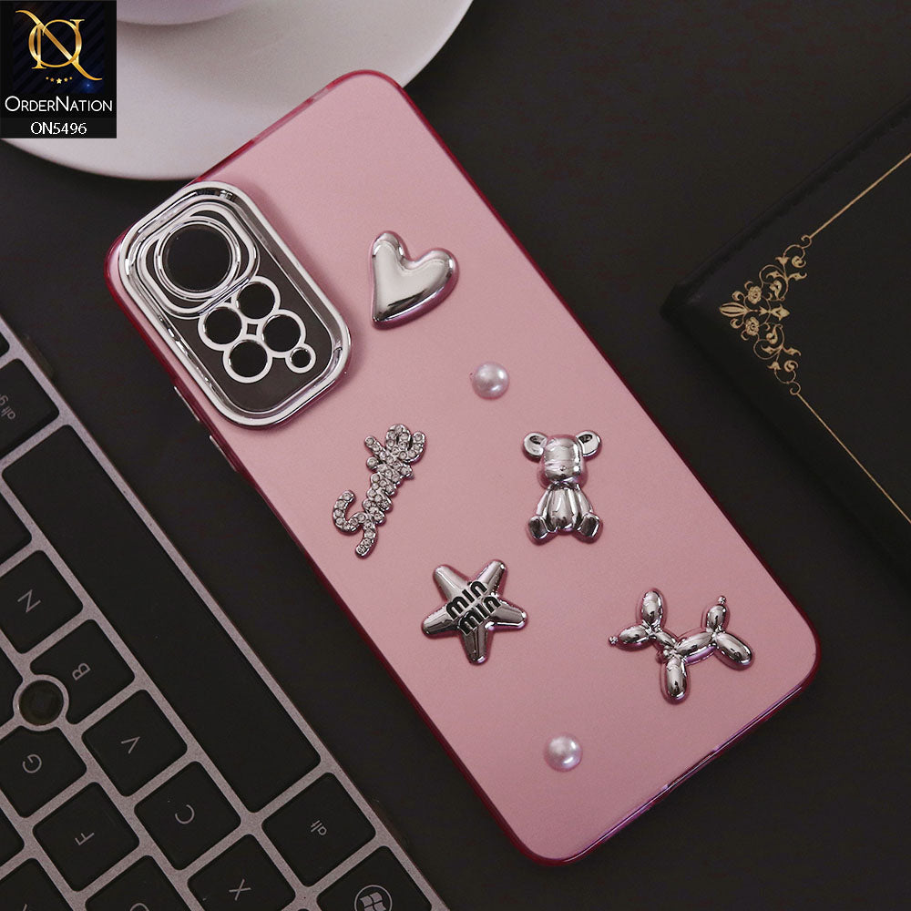 Xiaomi Redmi Note 11S Cover - Pink - 3D Smile Cartoon Matte Shinny Case With Camera Protection Soft Border Case