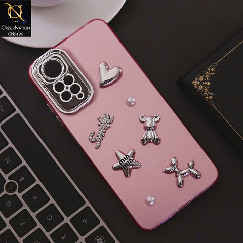 Xiaomi Redmi Note 11S Cover - Pink - 3D Smile Cartoon Matte Shinny Case With Camera Protection Soft Border Case