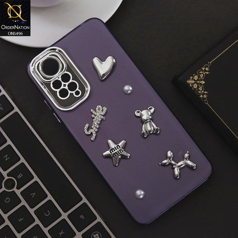 Xiaomi Redmi Note 11 4G Cover - Purple - 3D Smile Cartoon Matte Shinny Case With Camera Protection Soft Border Case