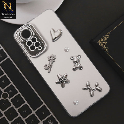 Xiaomi Redmi Note 11S Cover - Silver - 3D Smile Cartoon Matte Shinny Case With Camera Protection Soft Border Case
