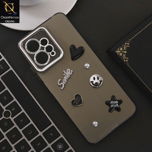 Xiaomi Redmi Note 12 4G Cover - Black - 3D Smile Cartoon Matte Shinny Case With Camera Protection Soft Border Case