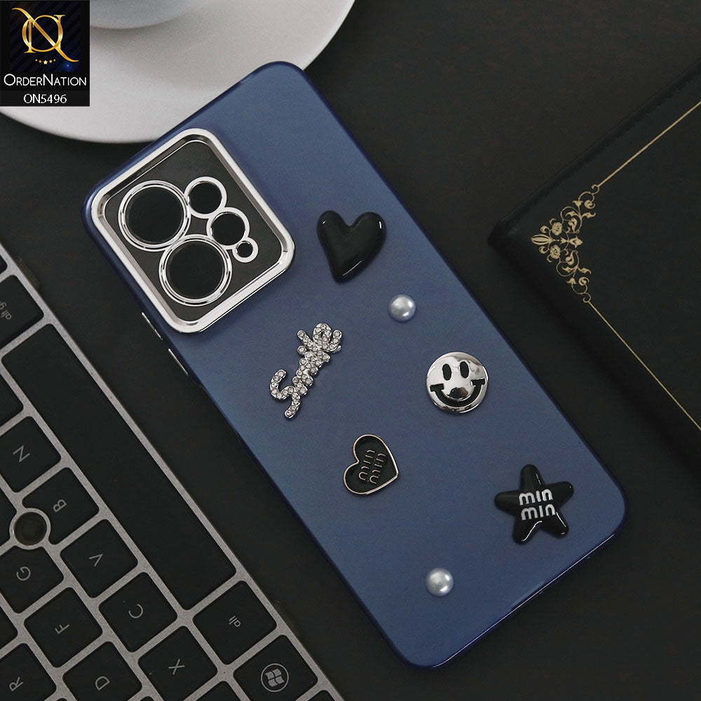 Xiaomi Redmi Note 12 4G Cover - Blue - 3D Smile Cartoon Matte Shinny Case With Camera Protection Soft Border Case