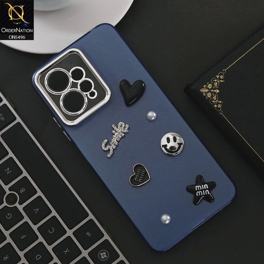 Xiaomi Redmi Note 12 4G Cover - Blue - 3D Smile Cartoon Matte Shinny Case With Camera Protection Soft Border Case