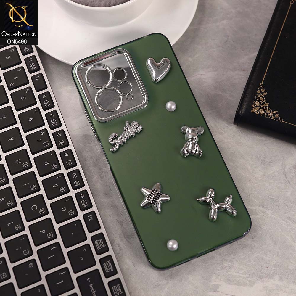 Xiaomi Redmi Note 12 4G Cover - Green -  3D Smile Cartoon Matte Shinny Case With Camera Protection Soft Border Case